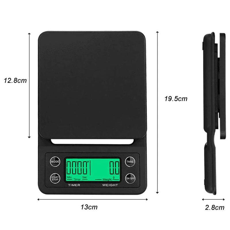 Portable Electronic Digital Kitchen Scale Coffee Brewing Timer High Precision