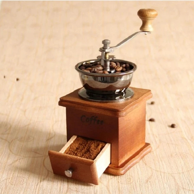Classical Wooden Manual Coffee Grinder Coffee Bean Spice Mill