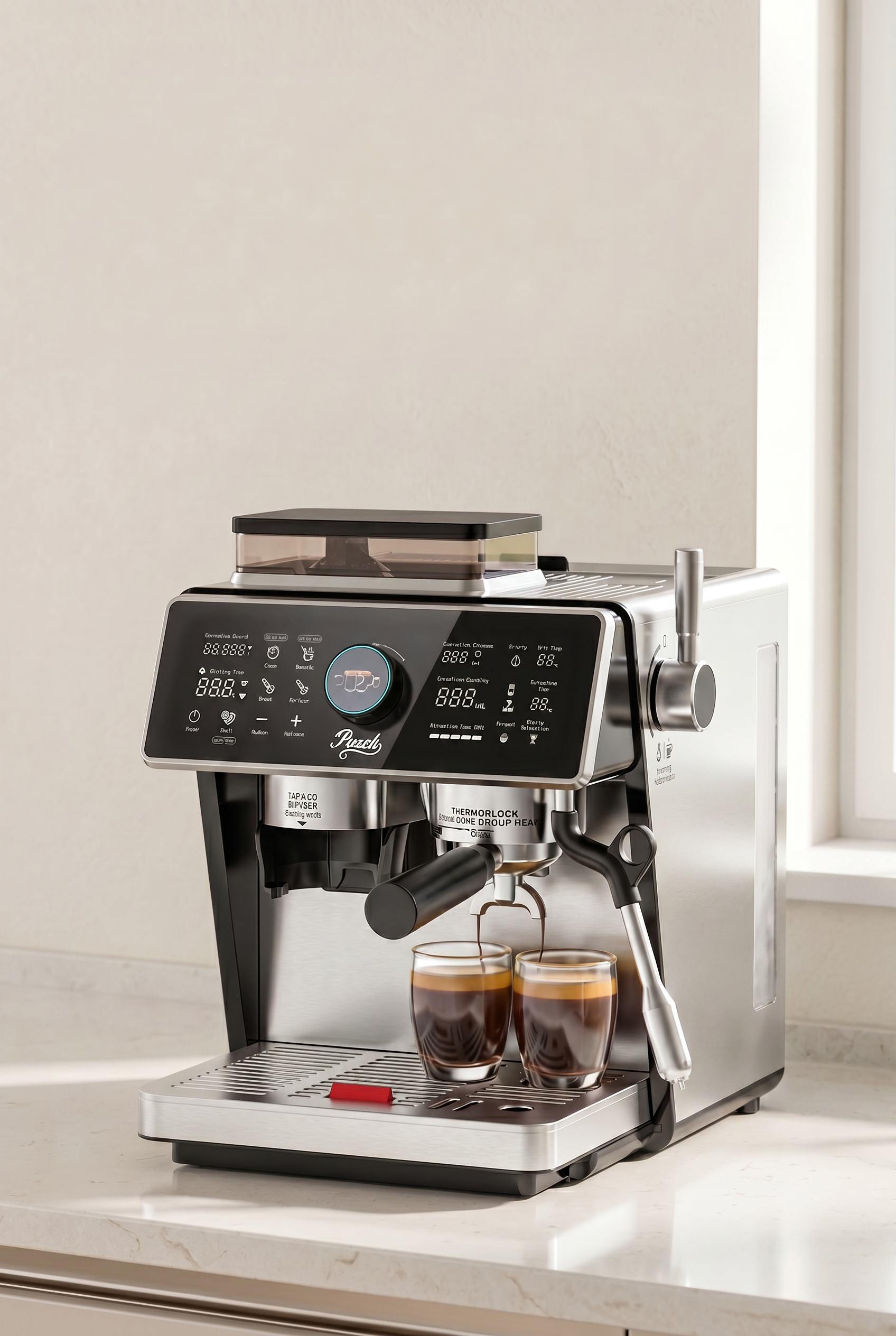 Semi Automatic Boiler Espresso Machine with Built In Grinder & Frother