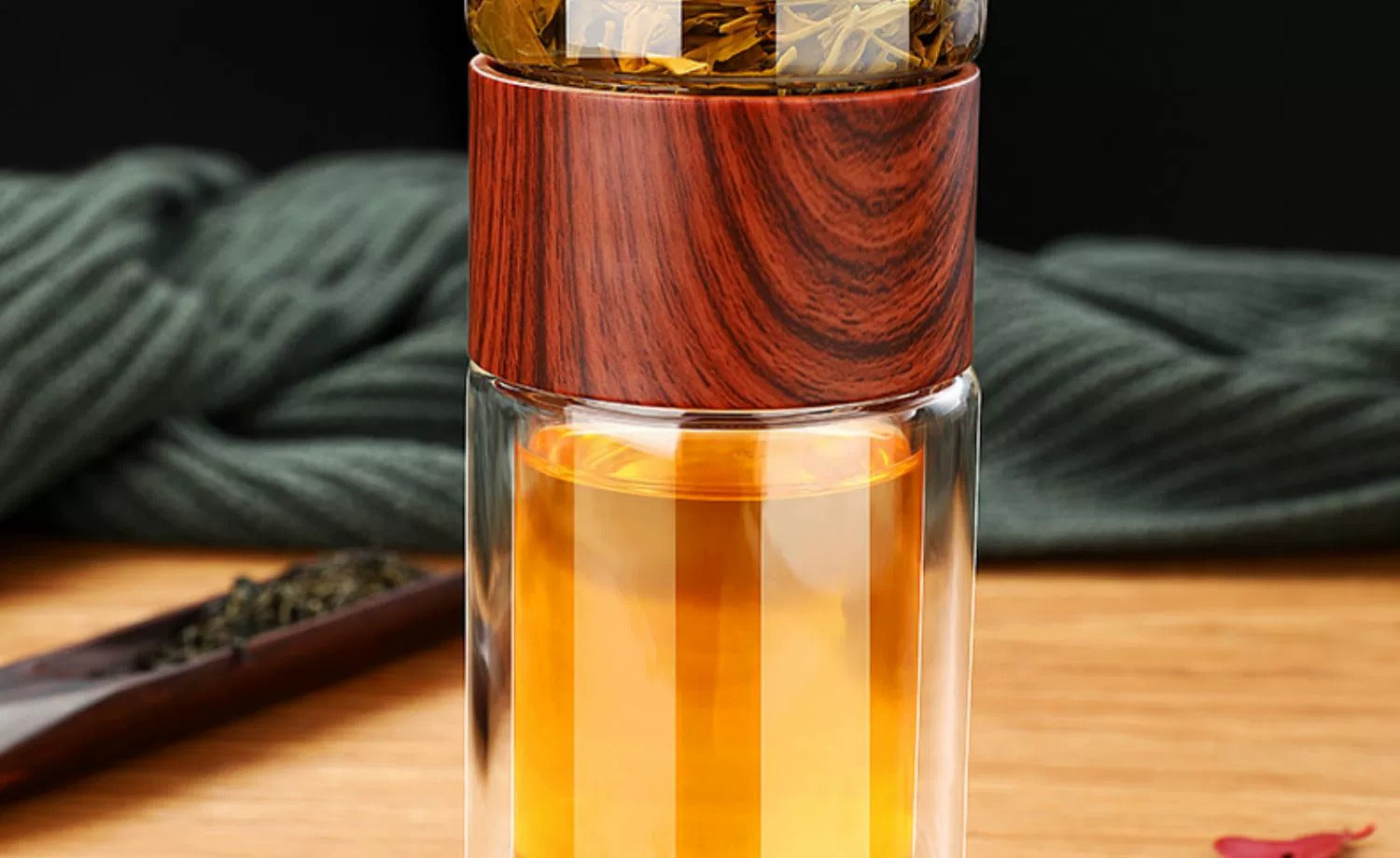 High Quality Double Glass Water Bottle Detachable Case Tea Drink Bottle