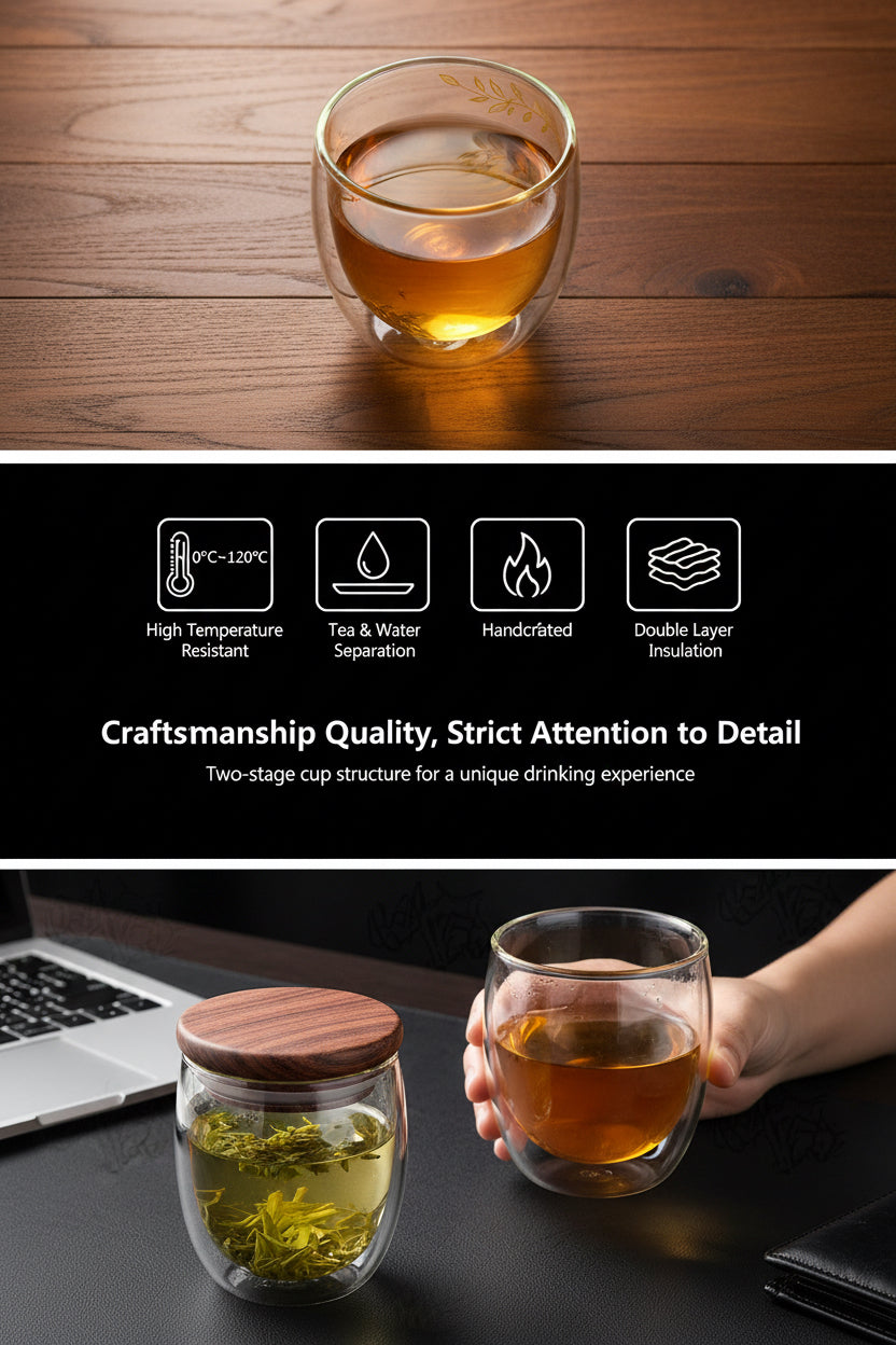 High Quality Double Glass Water Bottle Detachable Case Tea Drink Bottle