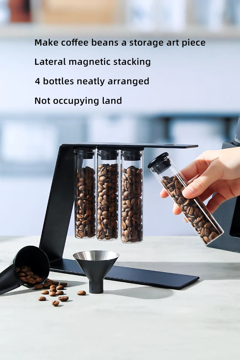 Convenient Magnetic Coffee Bean Storage Glass Tubes Storage Container Rack