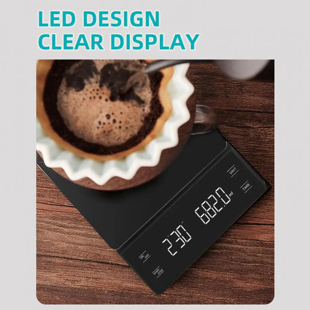 Mini Coffee Scale with Timer 3 Units High Precision LCD Display Electronic Pour