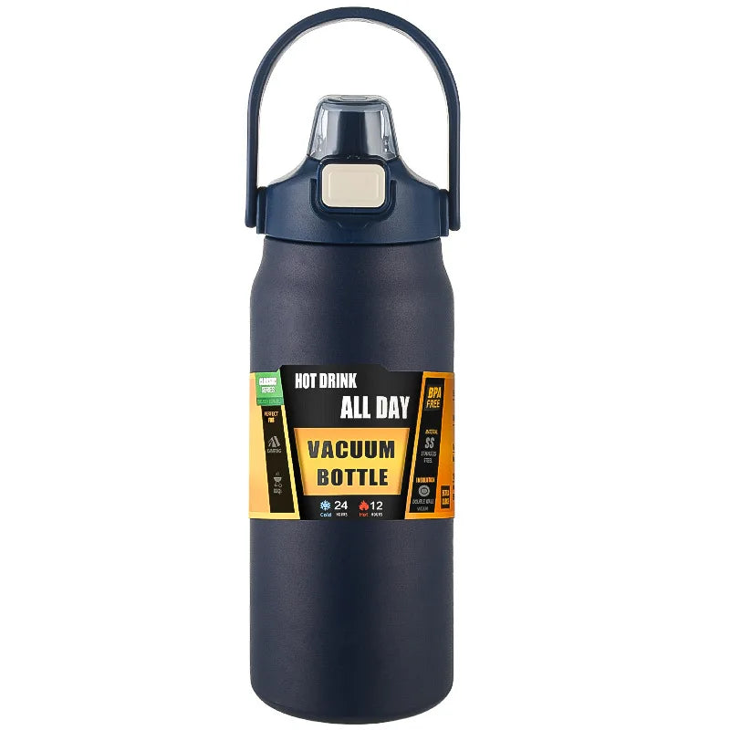 Portable Thermos with Straw 304 Stainless Steel Thermal Mug Tumbler