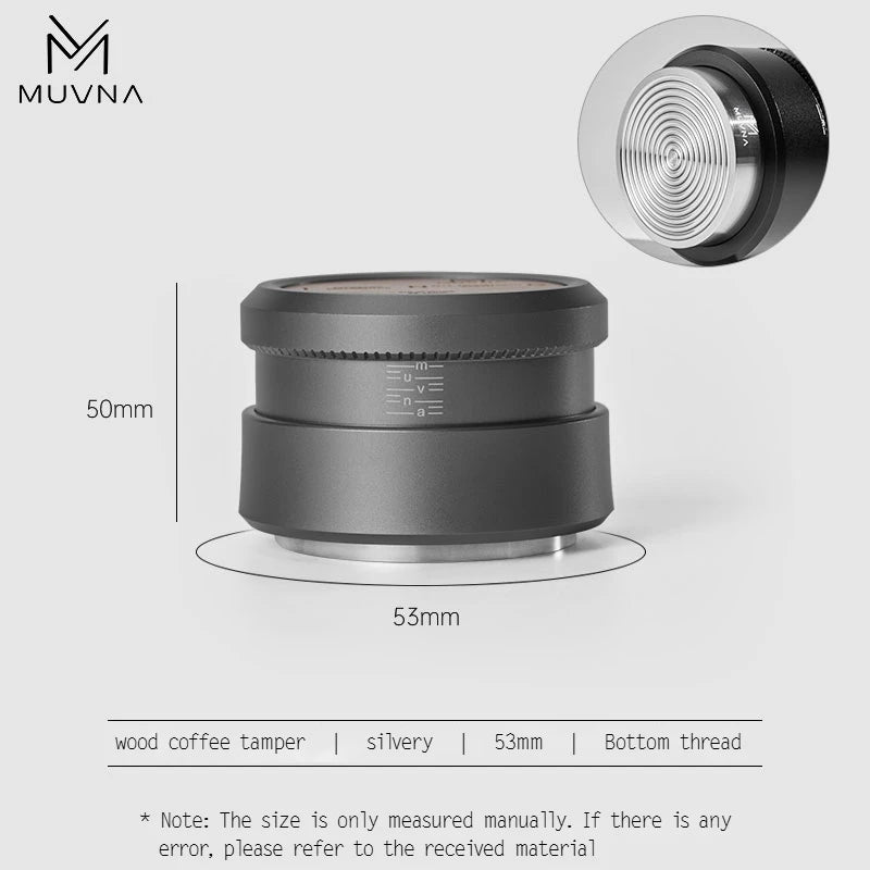 MUVNA Espresso Tamper V2, Slow Rebound Coffee Tamper Steel Ripple Base