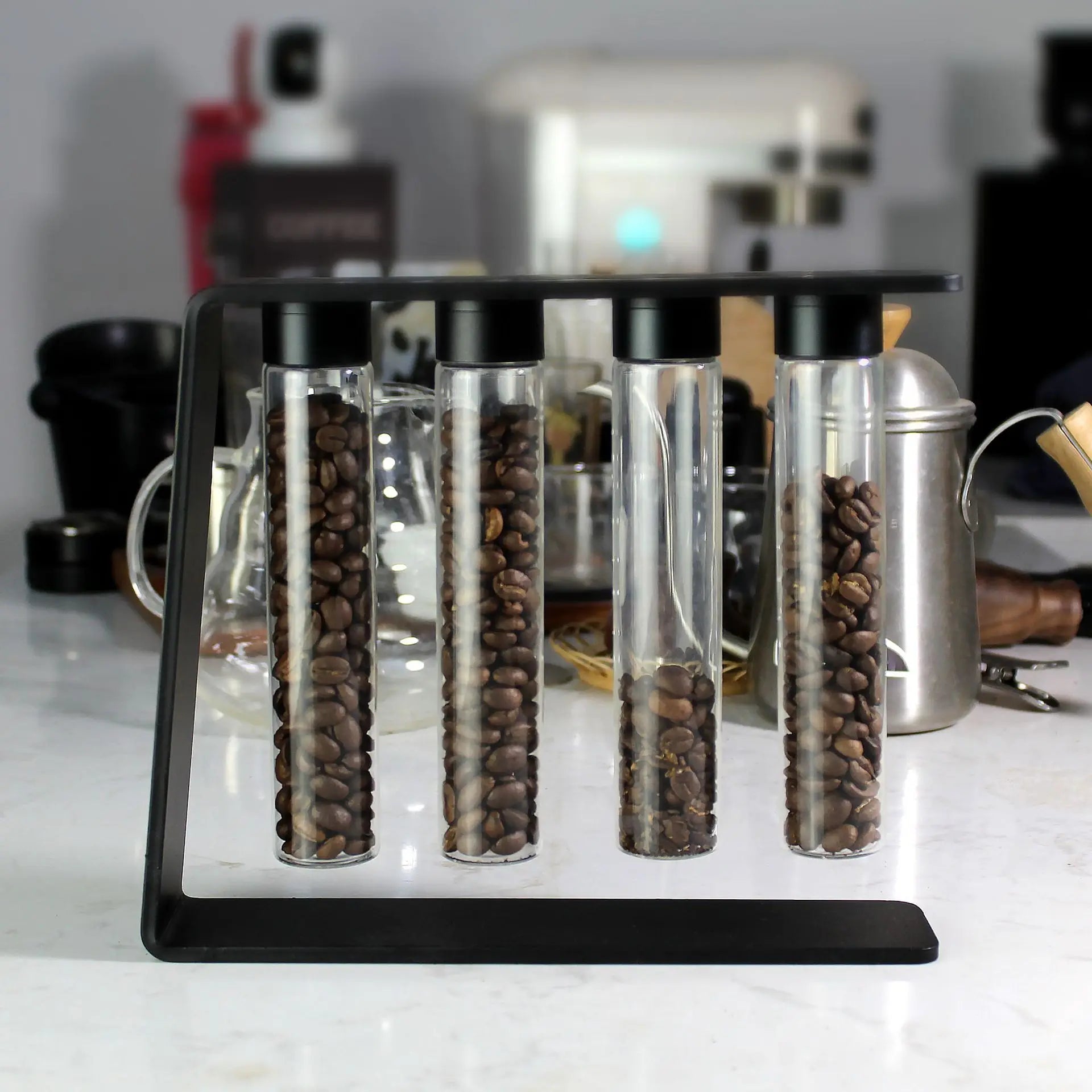 Magnet Coffee Beans Storage Container Tube Display Rack Tea Bottle Glass Set