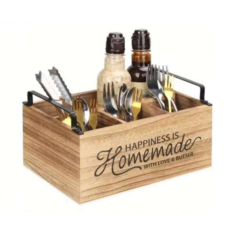 1PC Wooden Dividing Knife Fork Spoon Storage Box Household Kitchen Box