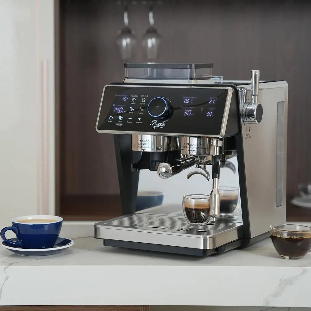 Boiler Semi Automatic Espresso Machine with Builtin Grinder Display amp Milk