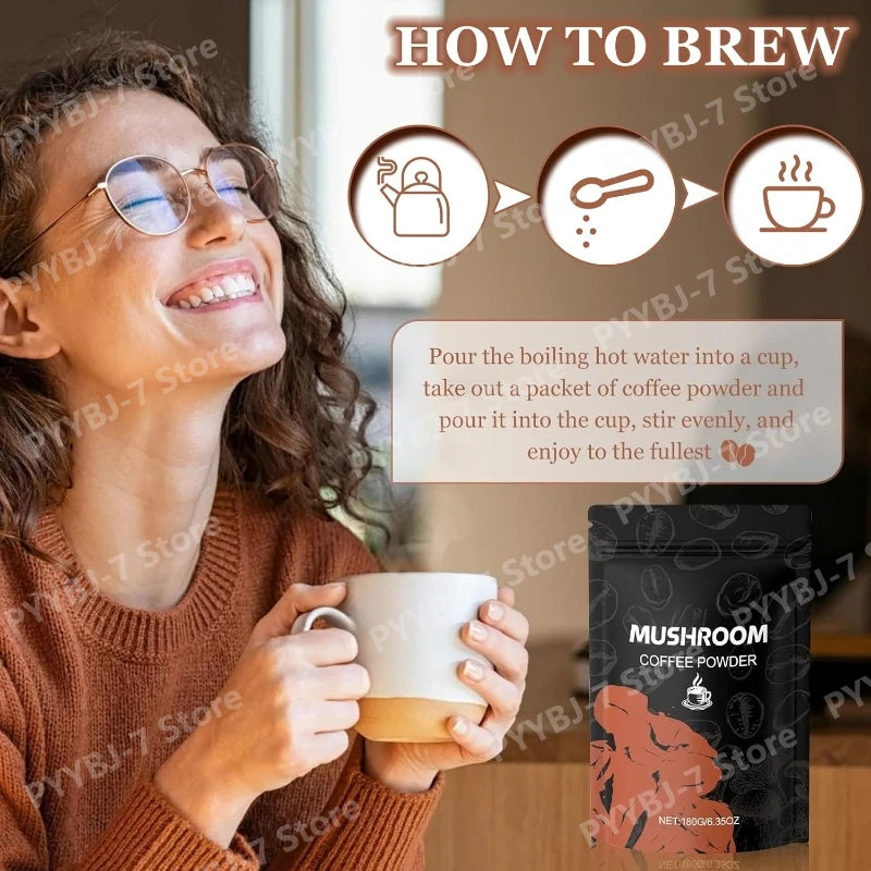 Mushroom Coffee Powder Dietary Supplement for Mental Clarity