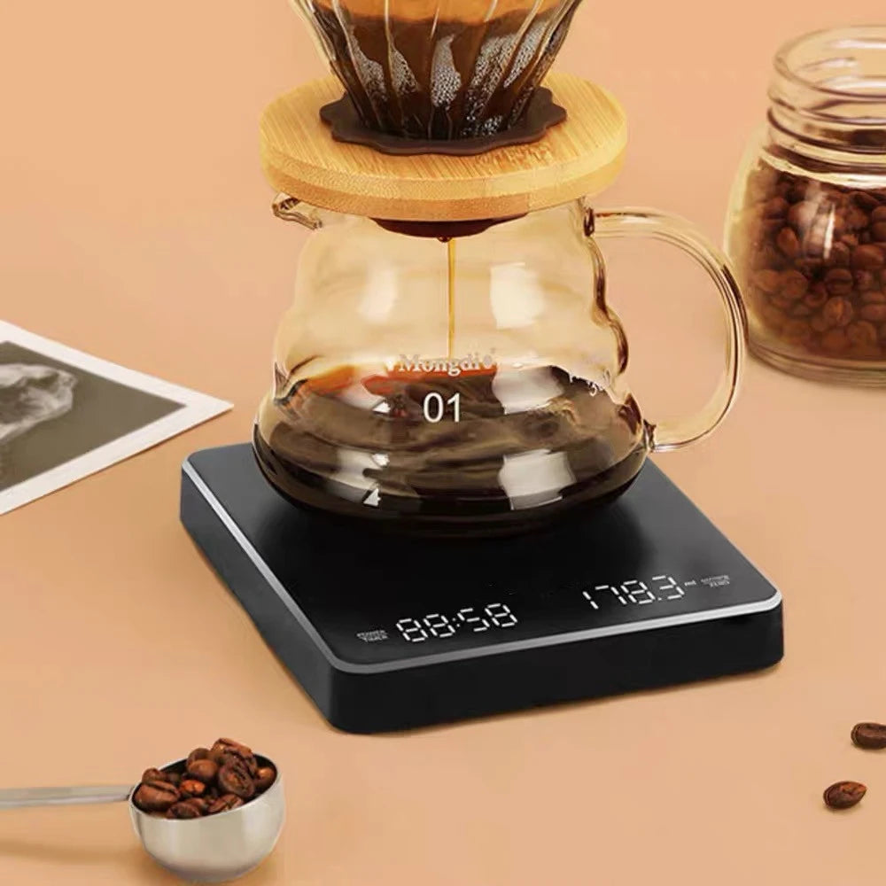 Digital Coffee Scale with Timer LED Screen Espresso USB Rechargeable Scale