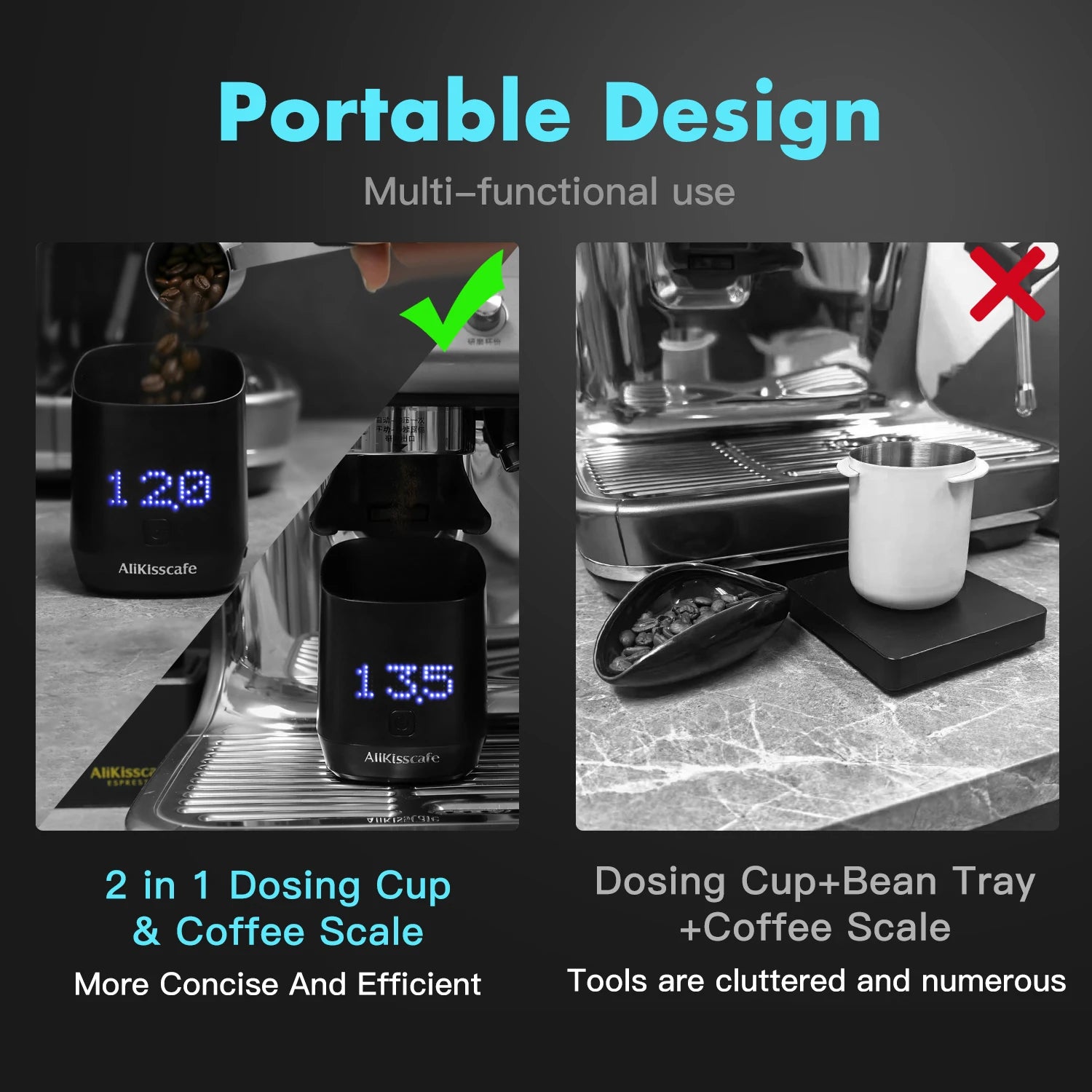 AliKisscafe Digital Dosing Cup Coffee Scale Display Tray Precise Scale Cup