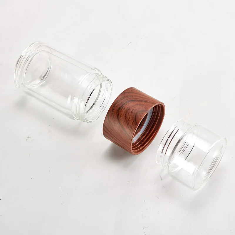 High Quality Double Glass Water Bottle Detachable Case Tea Drink Bottle