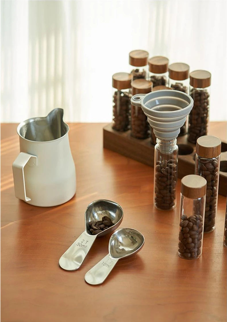 Coffee Beans Storage Container Tube Display Rack Tea Bottle Glass Single Dose