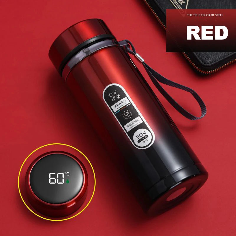 SoftAura Stainless Steel Thermos Bottle LED Temperature Display Portable Cup