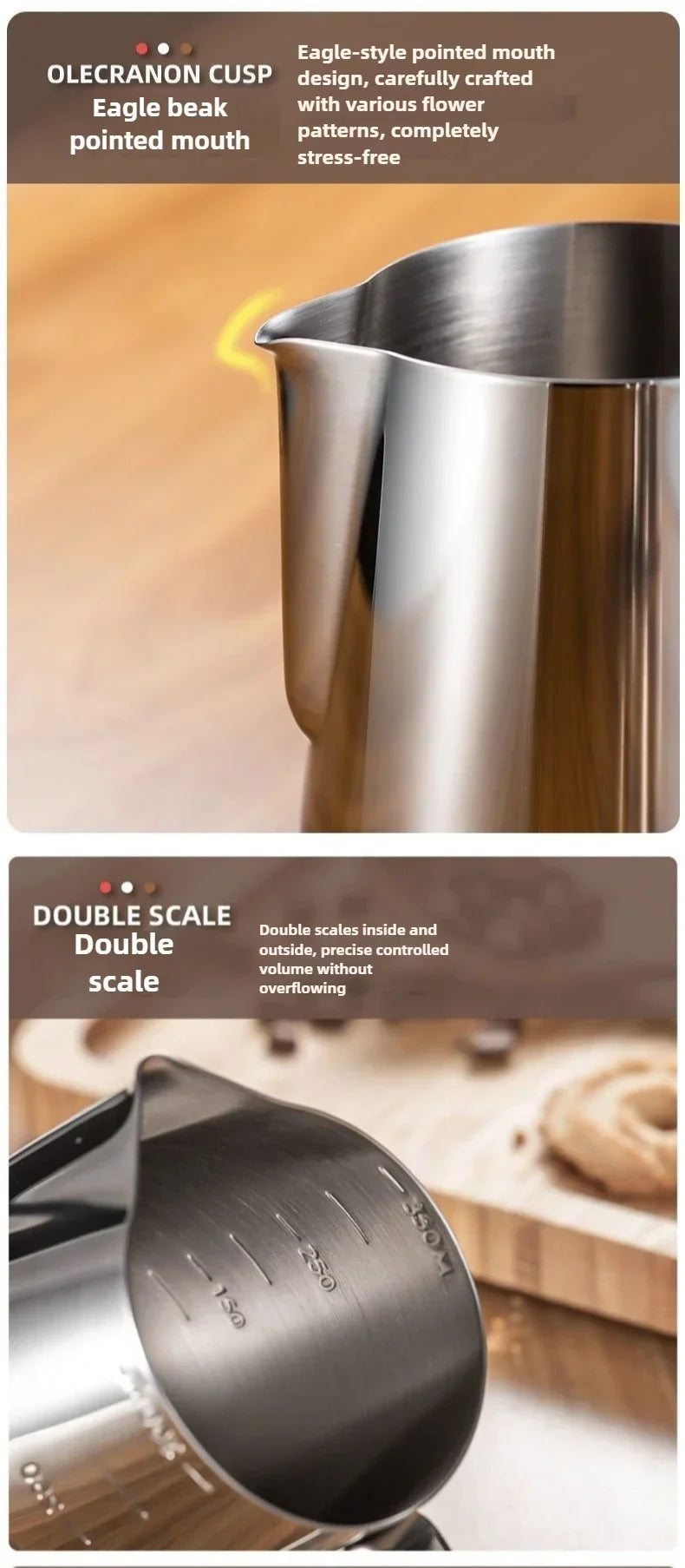 Milk Creamer Frothing Pitcher with Scale Stainless Steel Milk Frother Latte Cup