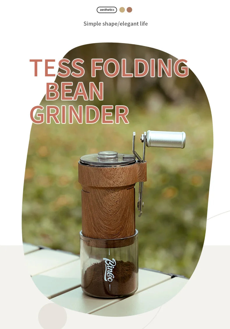 Coffee Bean Grinder Portable Wood Grain Stainless Steel Crank Hand Hand Coffee