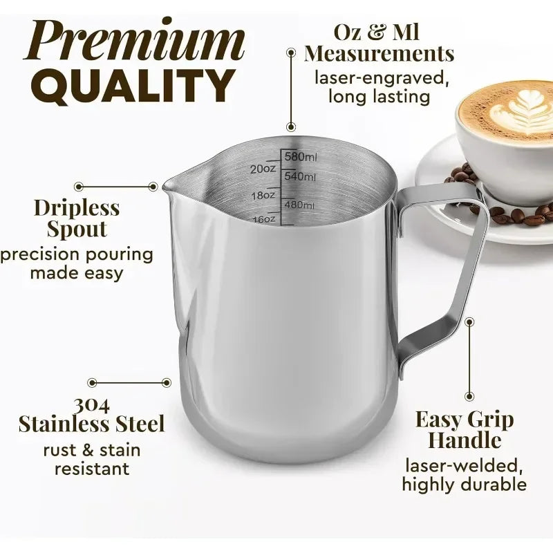 Milk Creamer Frothing Pitcher with Scale Stainless Steel Milk Frother Latte Cup