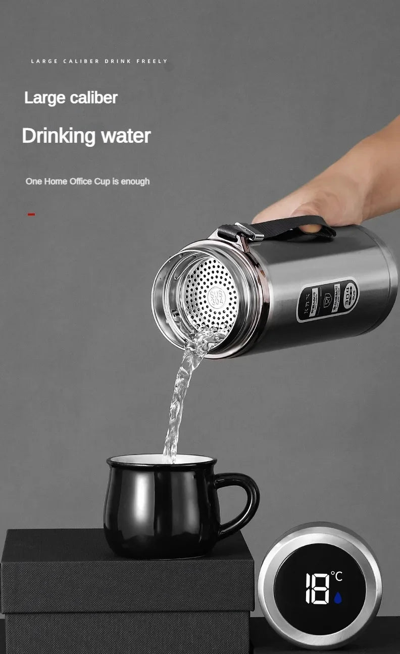 SoftAura Stainless Steel Thermos Bottle LED Temperature Display Portable Cup
