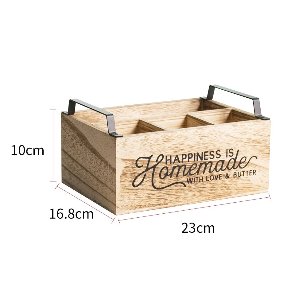 1PC Wooden Dividing Knife Fork Spoon Storage Box Household Kitchen Box