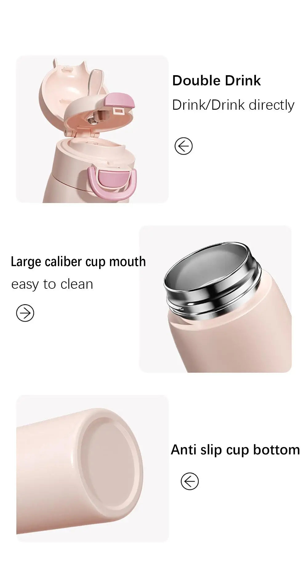 500ML Double Drink Vacuum Flasks 316 Stainless Steel With Straw Water Bottle