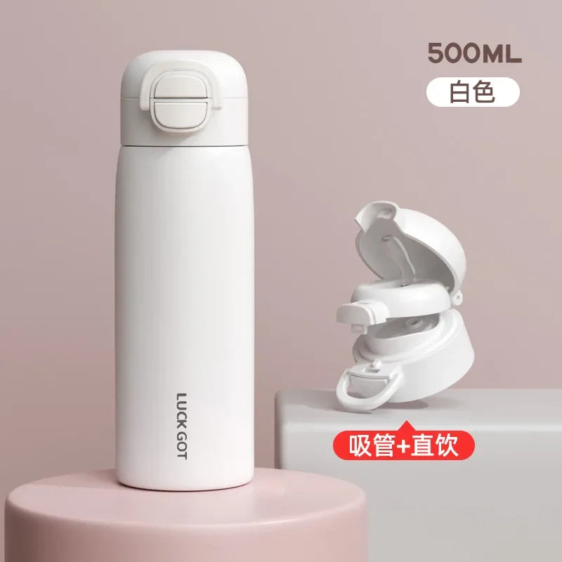 Stainless Steel Insulated Bottle Student Portable Double Drink Bouncing Cup