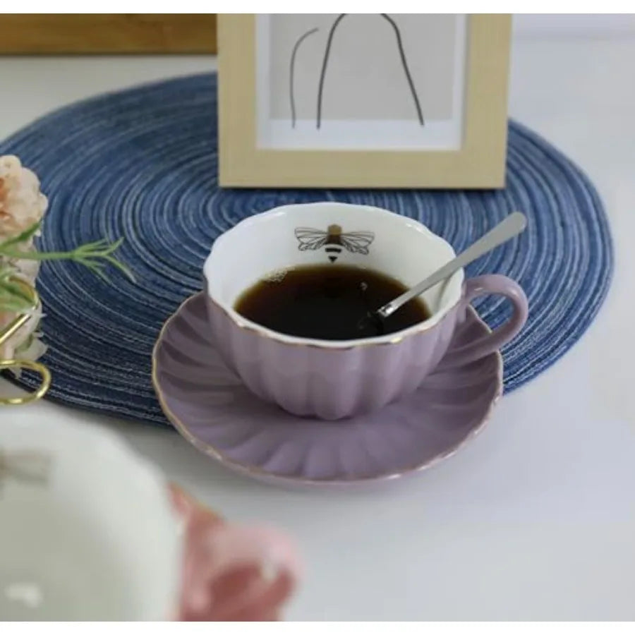 YBK Tech Strengthen Porcelain Cup and Saucer Set, 9oz Cup with Saucer Cup