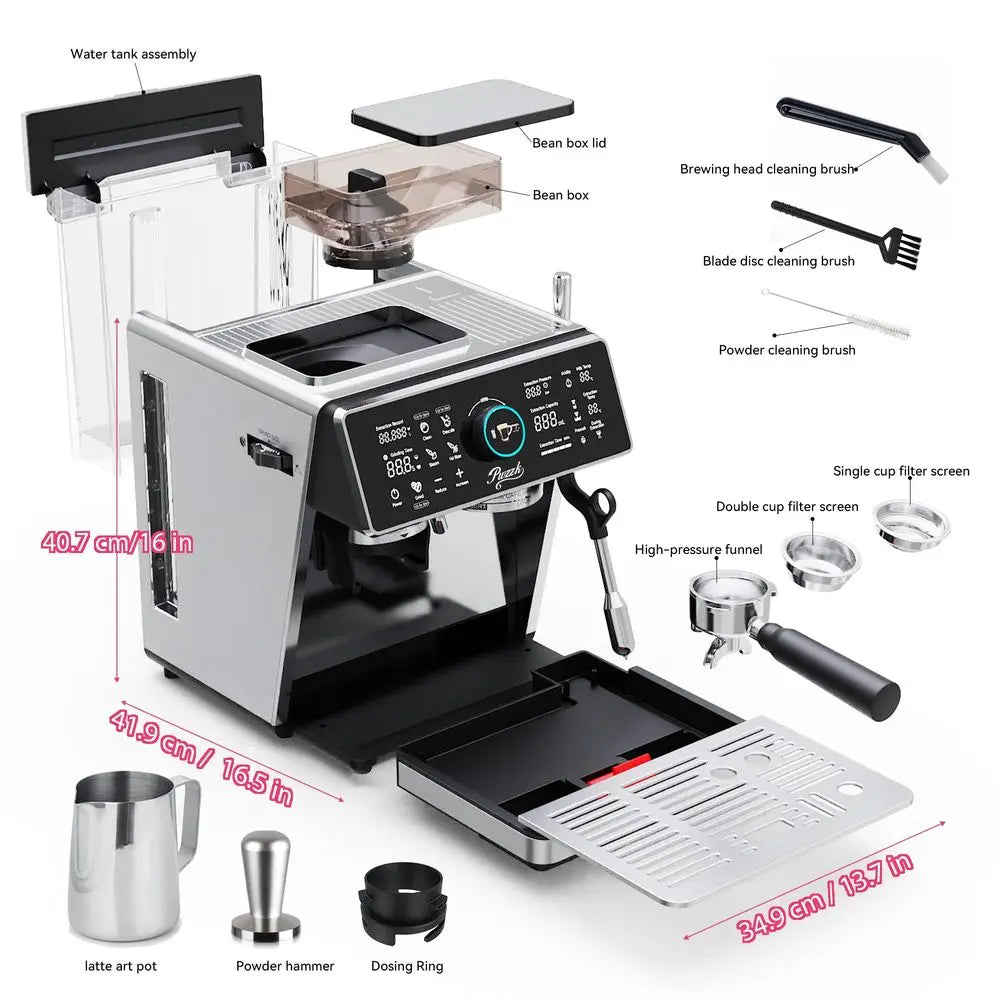 Boiler Semi Automatic Espresso Machine with Builtin Grinder Display amp Milk