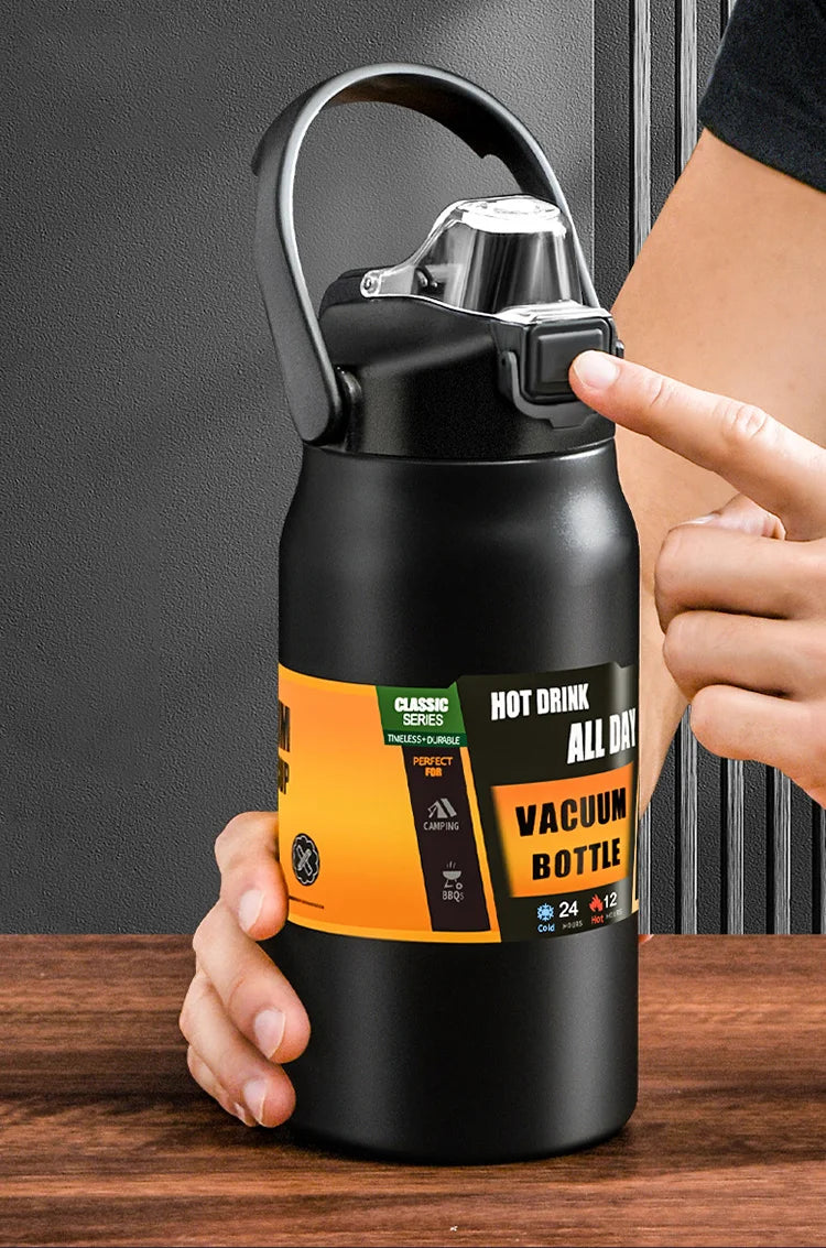 Portable Thermos with Straw 304 Stainless Steel Thermal Mug Tumbler