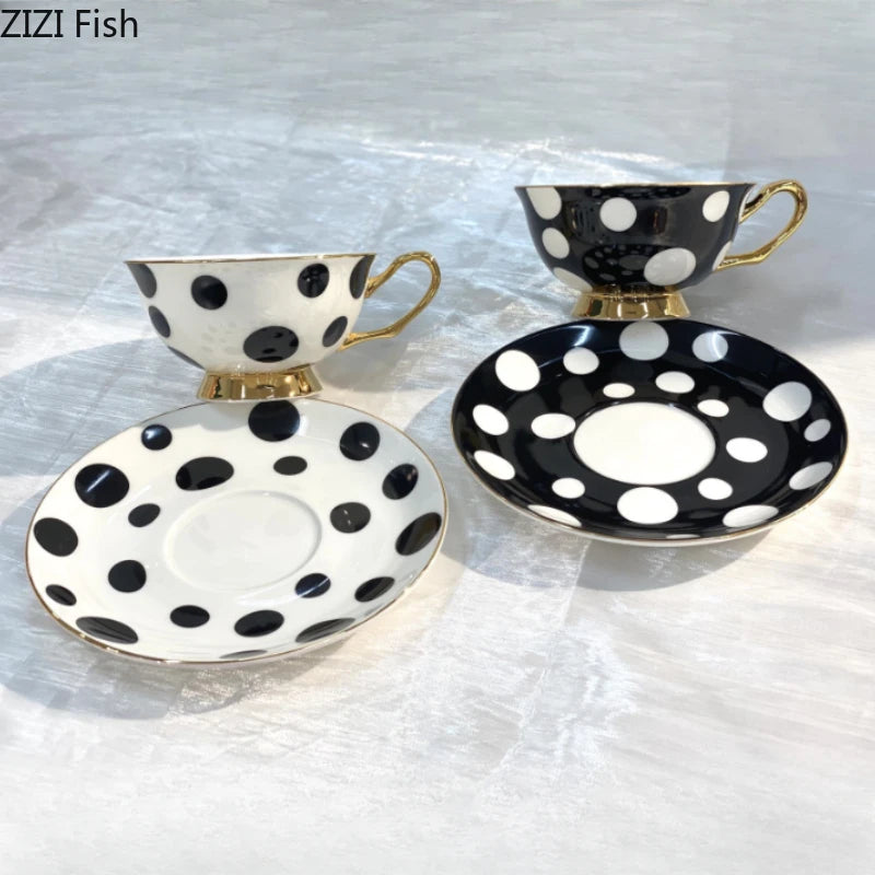 220ml Ceramic Mug Light Luxury Retro Afternoon Tea Coffee Cup Saucer Sets
