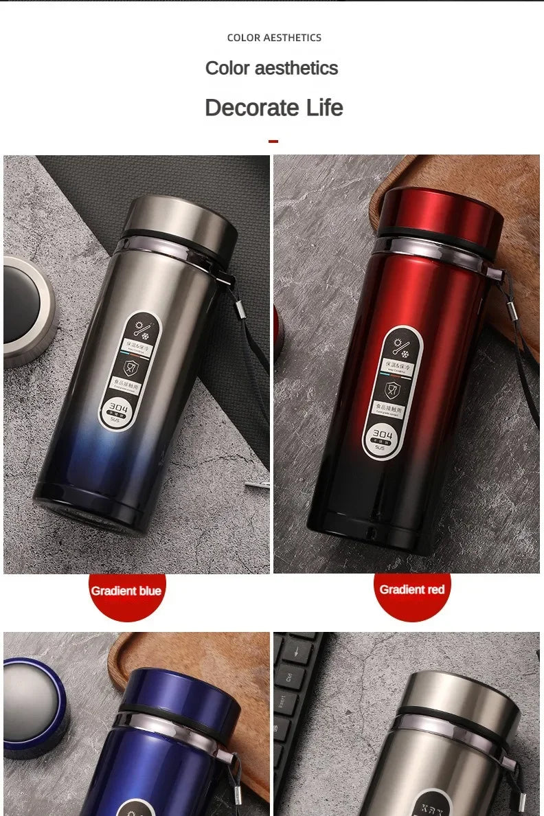 SoftAura Stainless Steel Thermos Bottle LED Temperature Display Portable Cup