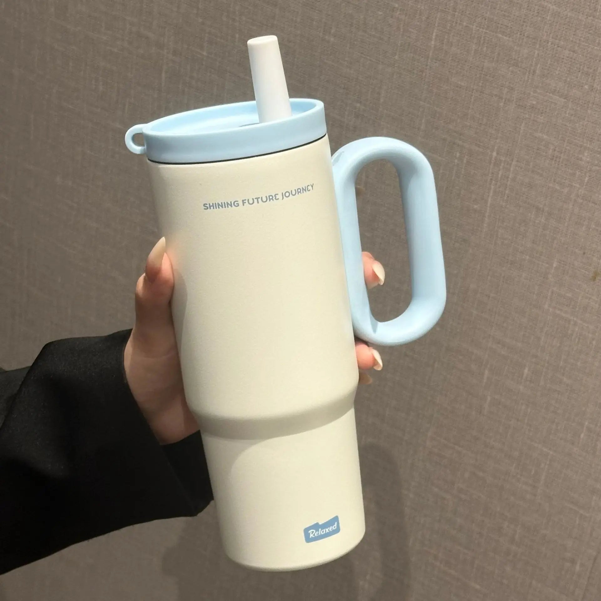 720ML Stainless Steel Thermos Cup with Straw Handle Ice Coffee Drink Vacuum