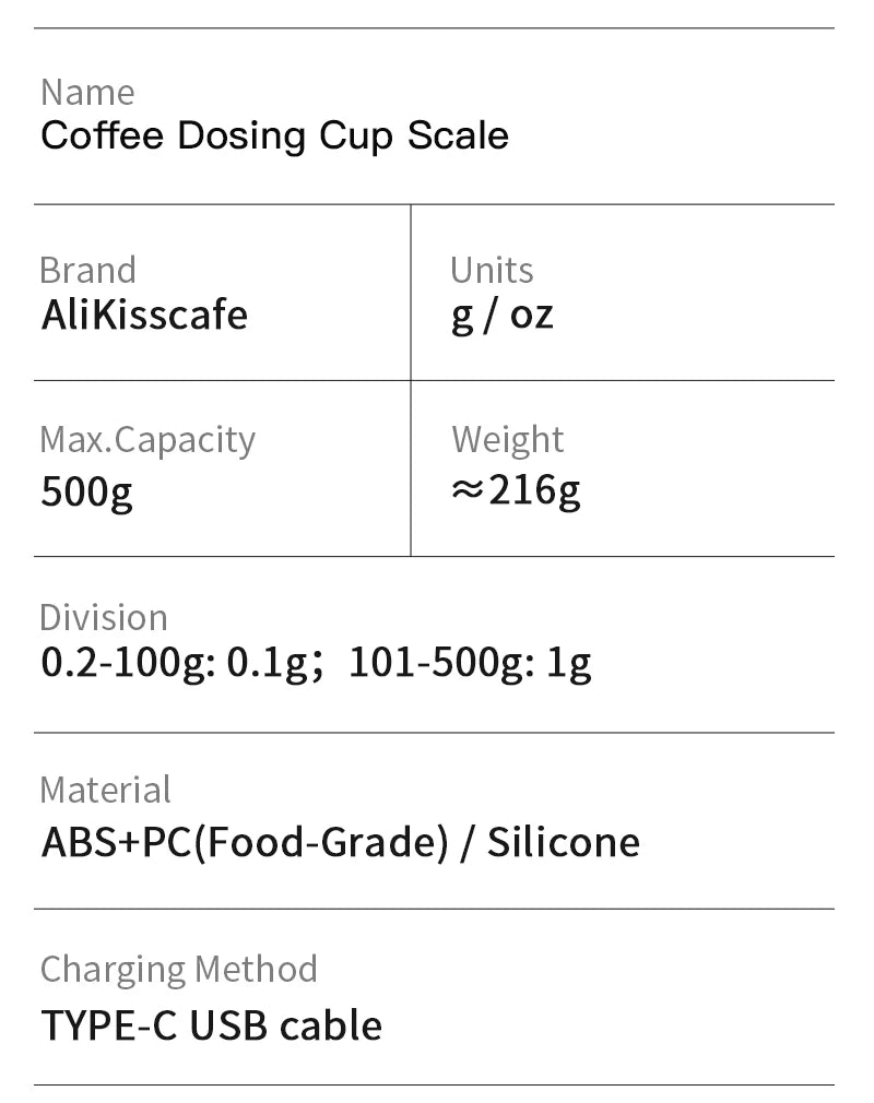 AliKisscafe Digital Dosing Cup Coffee Scale Display Tray Precise Scale Cup