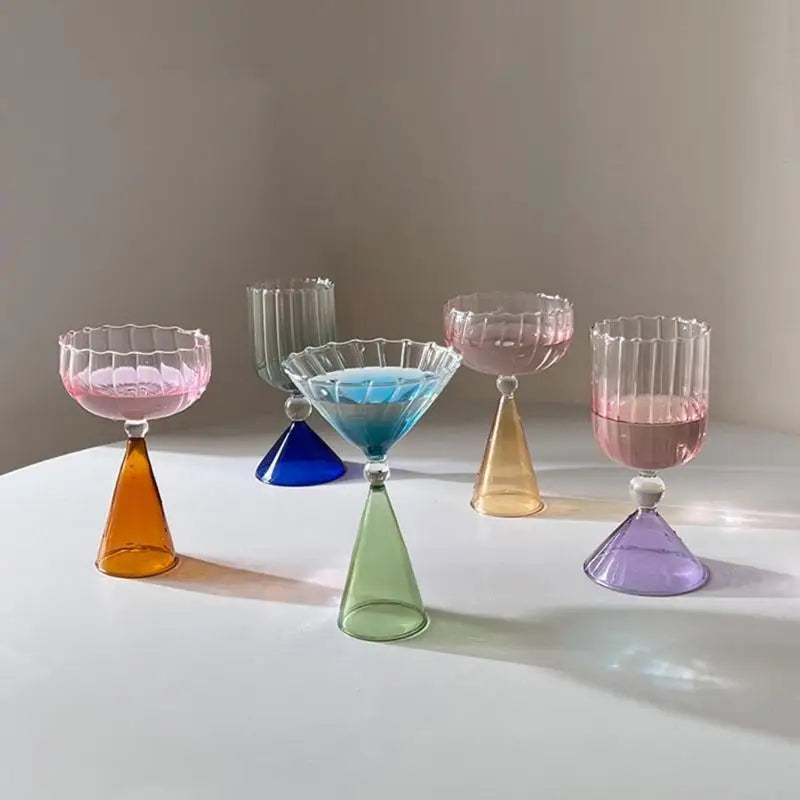 Kitchen Glasswares Colorful Cocktail Cups Creative Wine Cup Unique Flower Cup