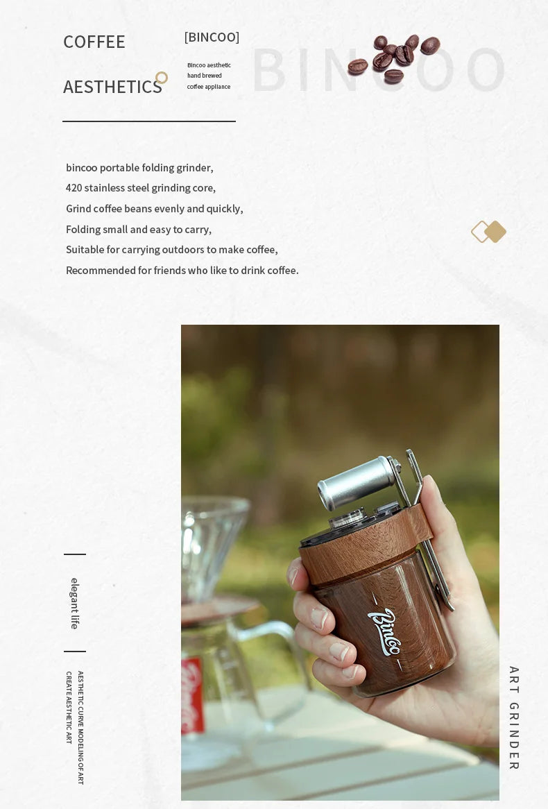 Coffee Bean Grinder Portable Wood Grain Stainless Steel Crank Hand Hand Coffee