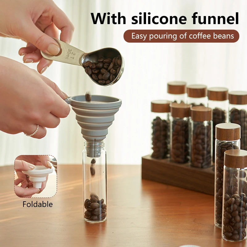 Coffee Beans Storage Container Tube Display Rack Tea Bottle Glass Single Dose