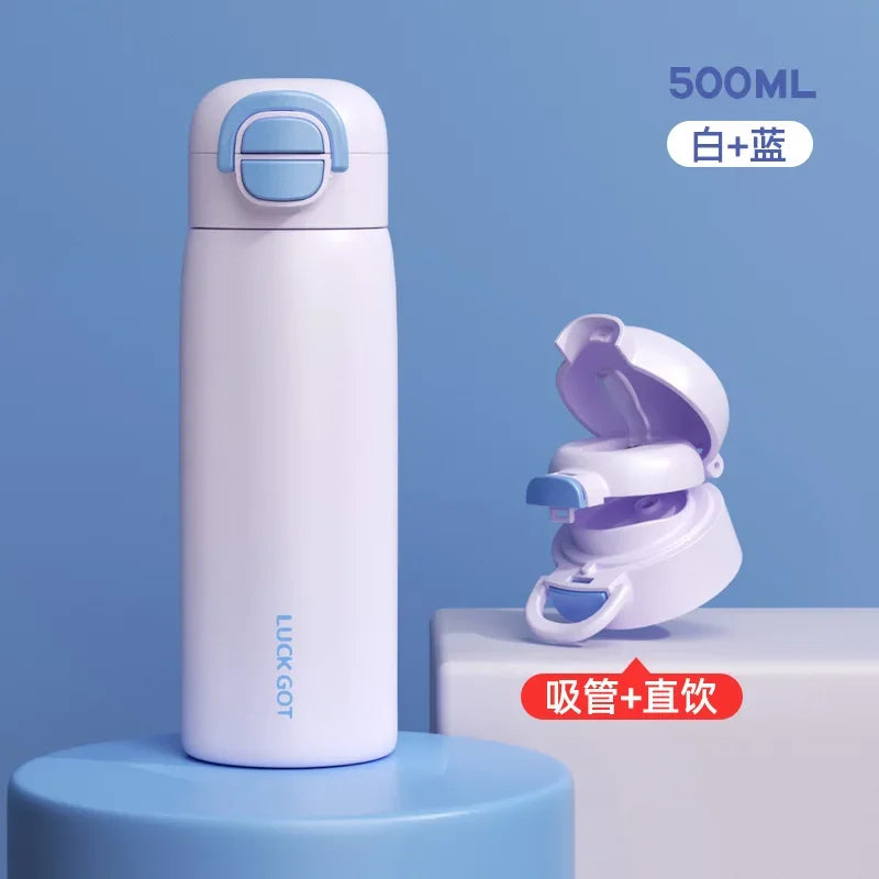 Stainless Steel Insulated Bottle Student Portable Double Drink Bouncing Cup