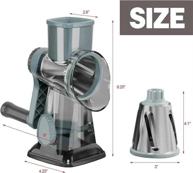 Rotary Cheese Grater Multifunctional Manual Veg Slicer Nut Grinder Kitchen