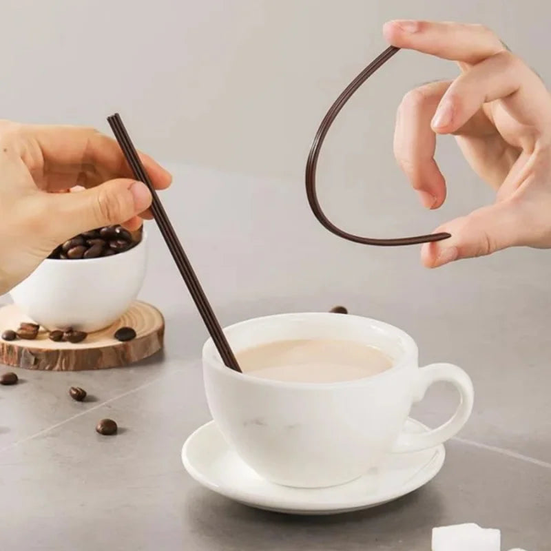 Disposable Three-Hole Coffee Straws Wooden Coffee Stirring Sticks Individually