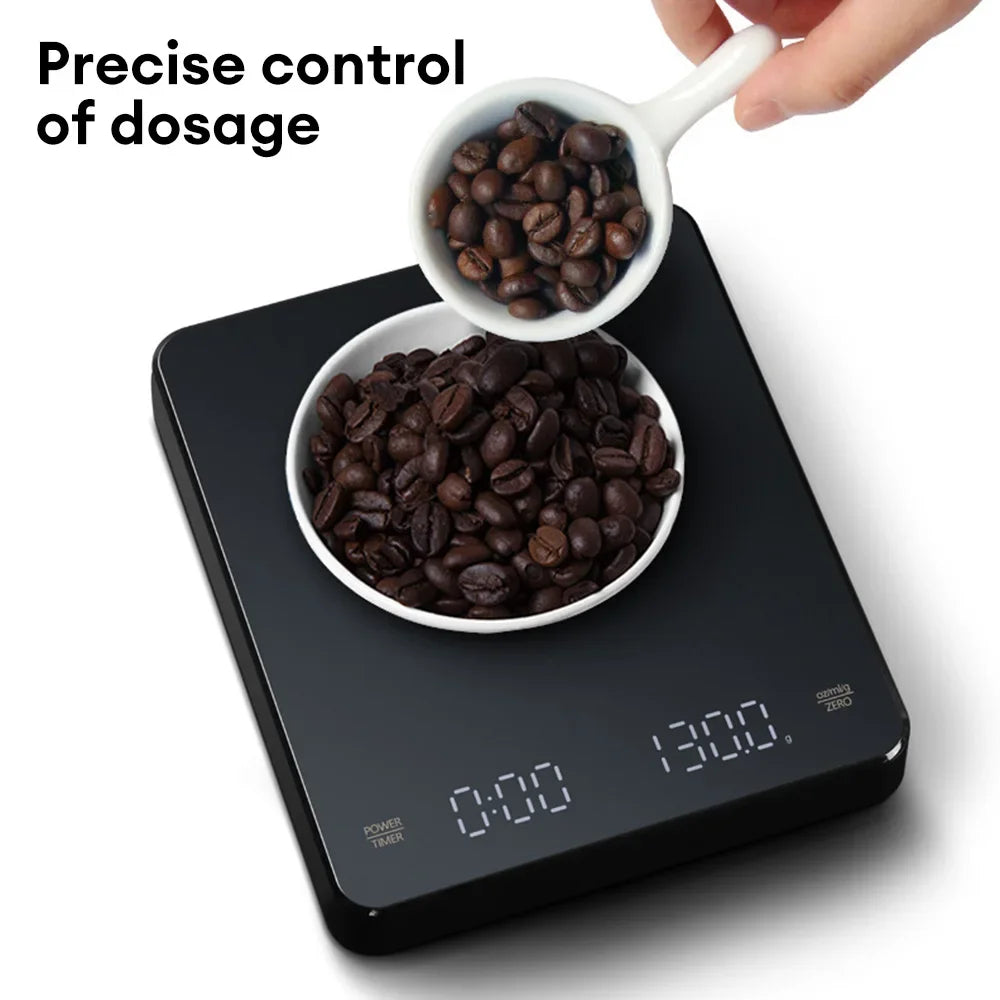 Digital Coffee Scale with Timer LED Screen Espresso USB Rechargeable Scale