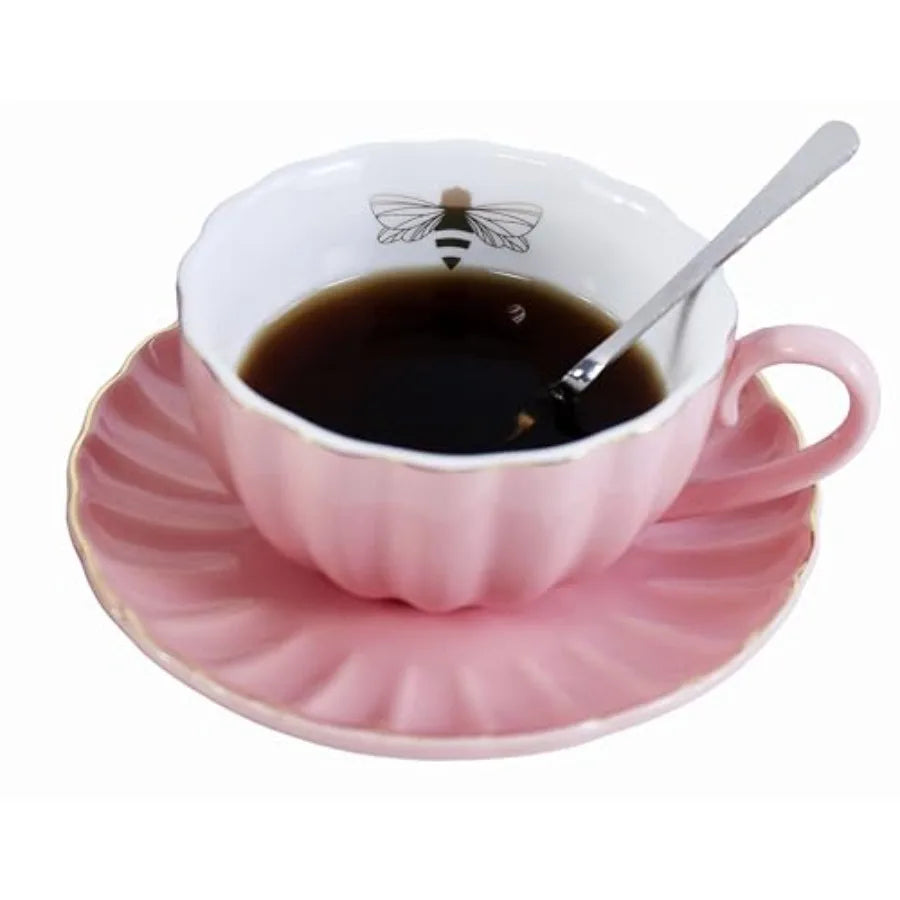 YBK Tech Strengthen Porcelain Cup and Saucer Set, 9oz Cup with Saucer Cup