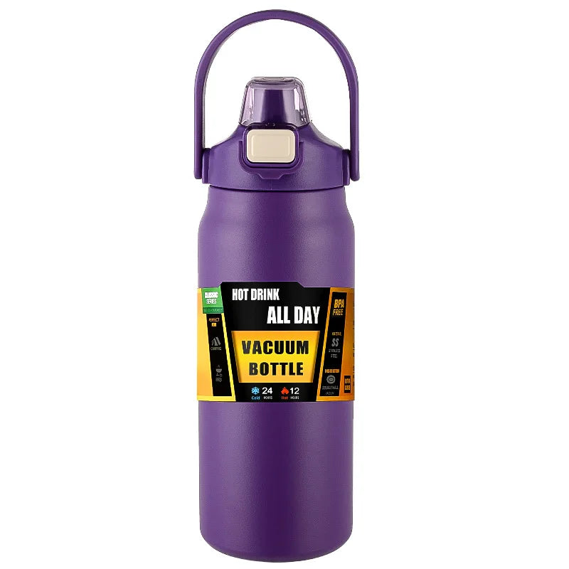 Portable Thermos with Straw 304 Stainless Steel Thermal Mug Tumbler