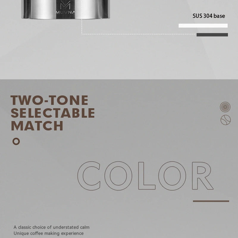 MUVNA Espresso Tamper V2, Slow Rebound Coffee Tamper Steel Ripple Base