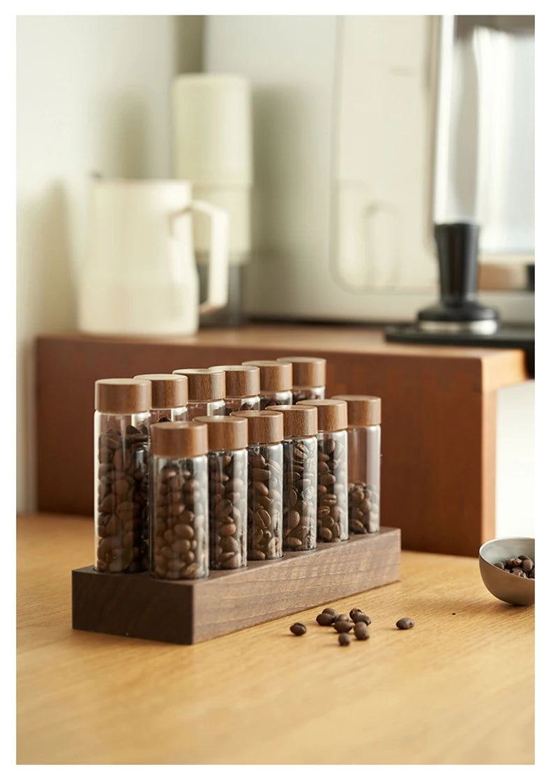 Coffee Beans Storage Container Tube Display Rack Tea Bottle Glass Single Dose