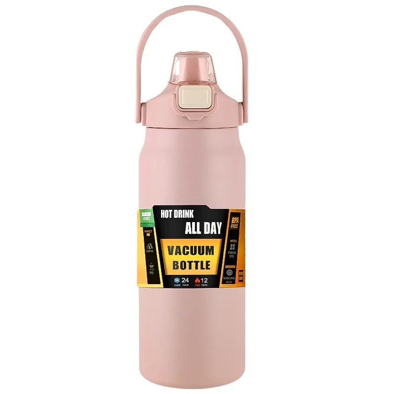 Portable Thermos with Straw 304 Stainless Steel Thermal Mug Tumbler