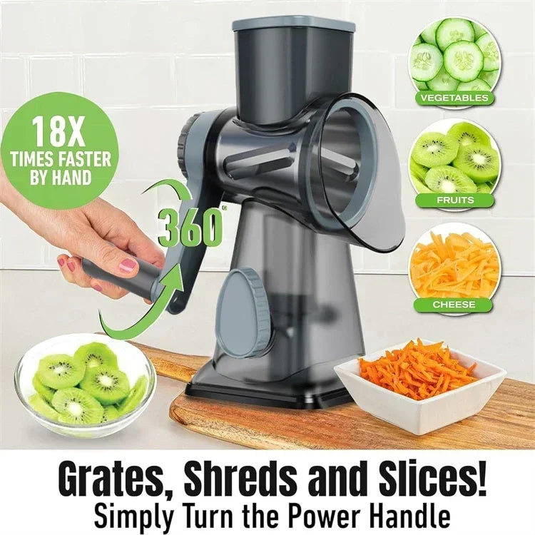 Rotary Cheese Grater Multifunctional Manual Veg Slicer Nut Grinder Kitchen