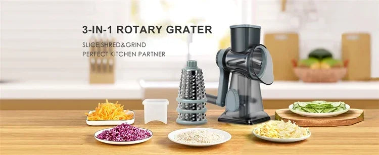 Rotary Cheese Grater Multifunctional Manual Veg Slicer Nut Grinder Kitchen