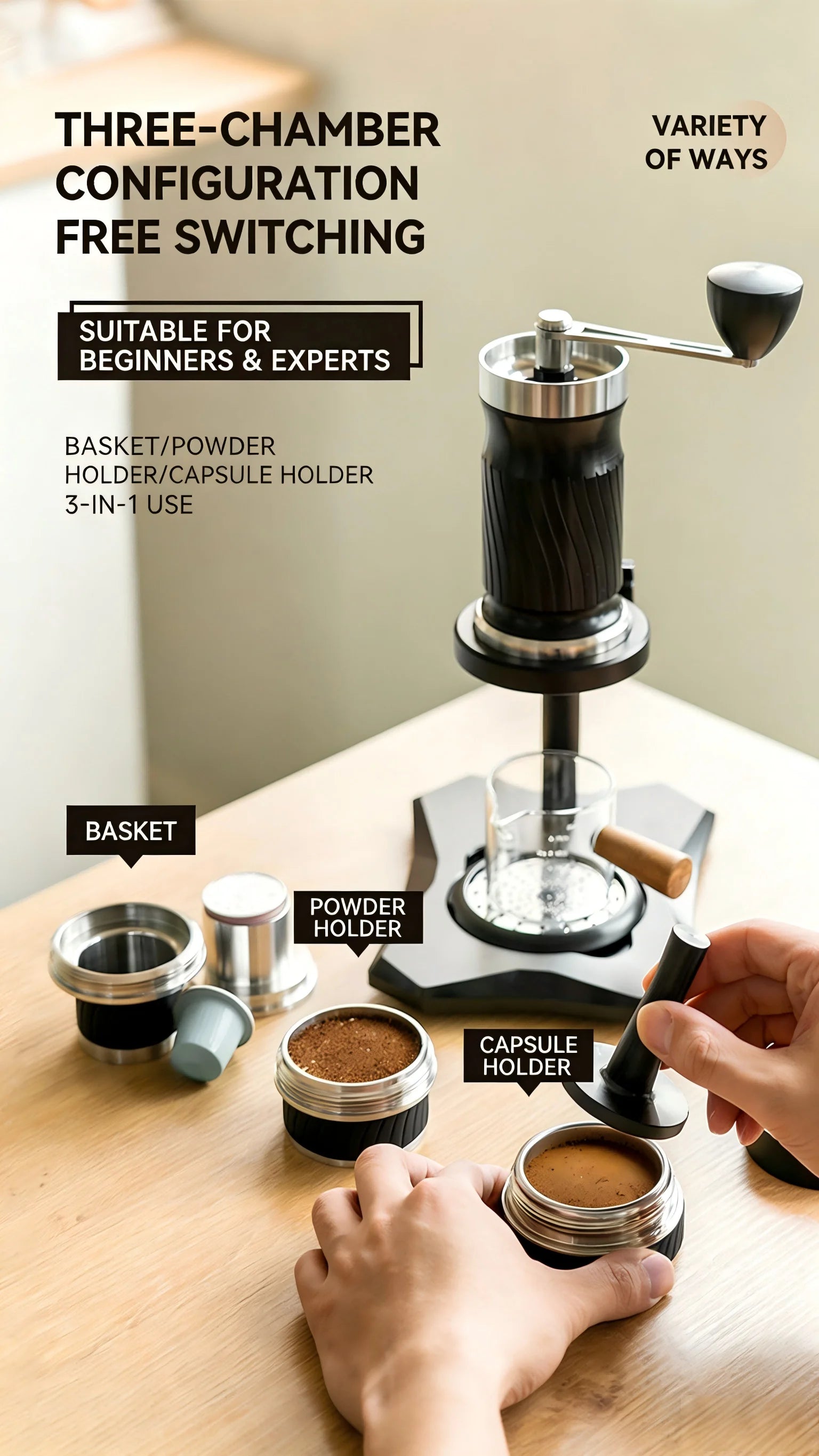 New Hand-cranked Espresso Machine Portable Travel Outdoor Manual Coffee