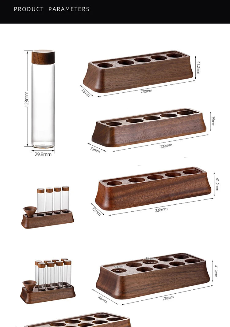 Magnetic Coffee Bean Dispensing Bottle with Glass Test Tube Display Stand