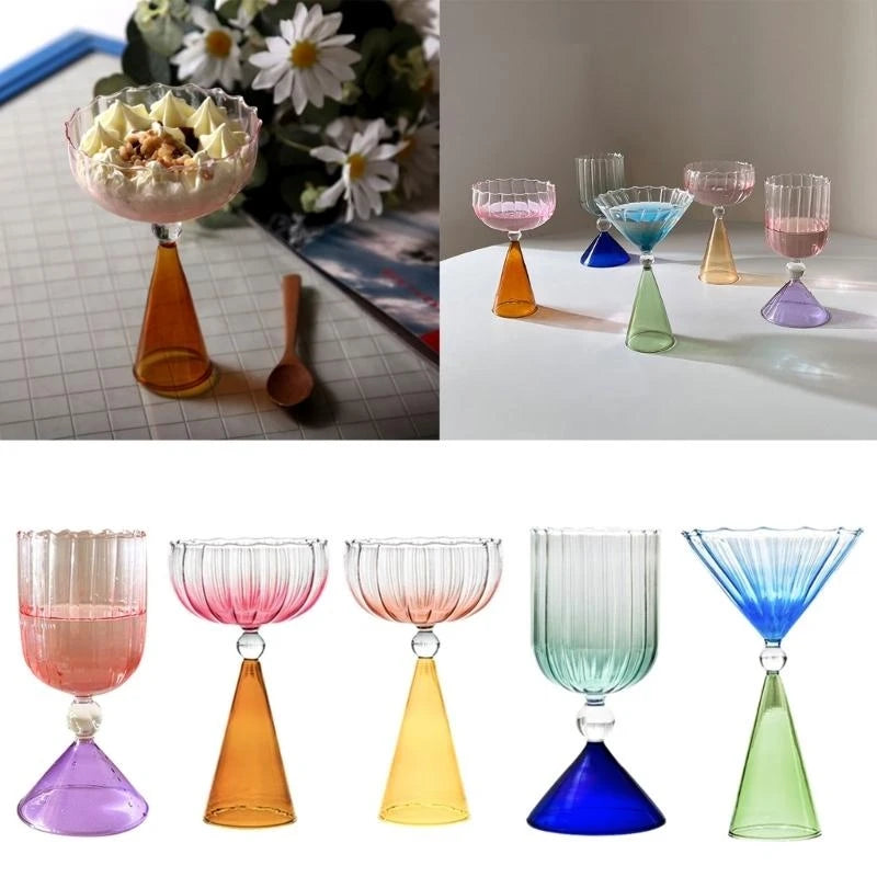Kitchen Glasswares Colorful Cocktail Cups Creative Wine Cup Unique Flower Cup
