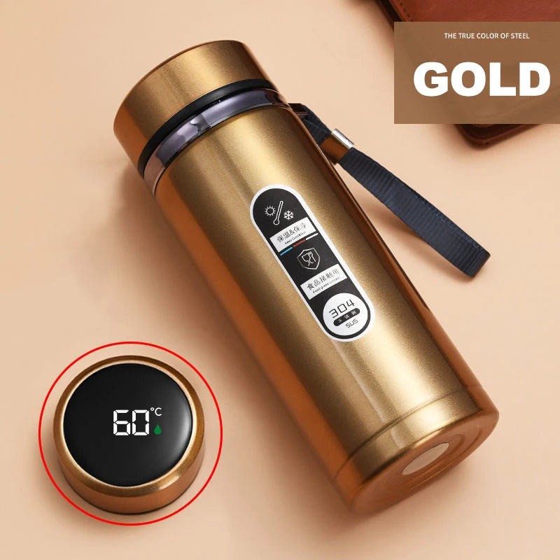 SoftAura Stainless Steel Thermos Bottle LED Temperature Display Portable Cup